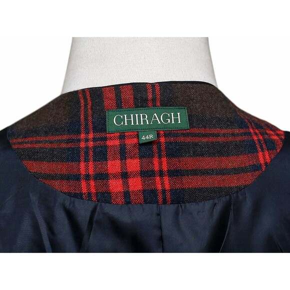 Mens Plaid Vest 44R Red Brown Wool Waistcoat XL Formal Wedding Groom Prom Party - Picture 3 of 9